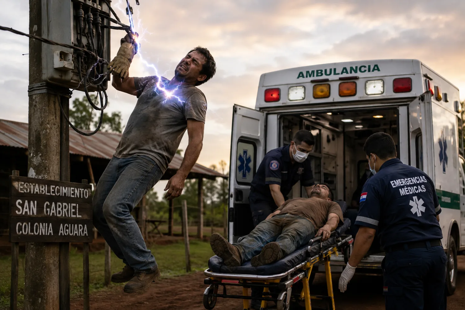 Hombre de 33 años resulta herido tras recibir una descarga eléctrica en Capitán Bado