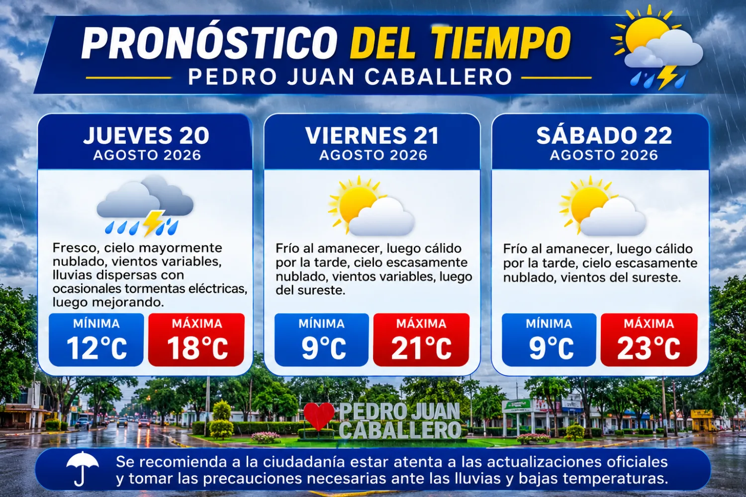 El frío vuelve a sentirse y se esperan lluvias en Pedro Juan Caballero