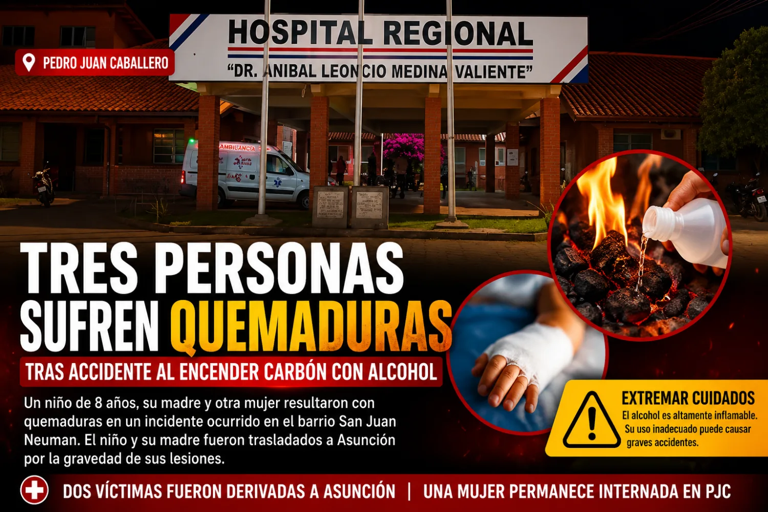 Niño de 8 años y su madre son trasladados a Asunción tras sufrir quemaduras