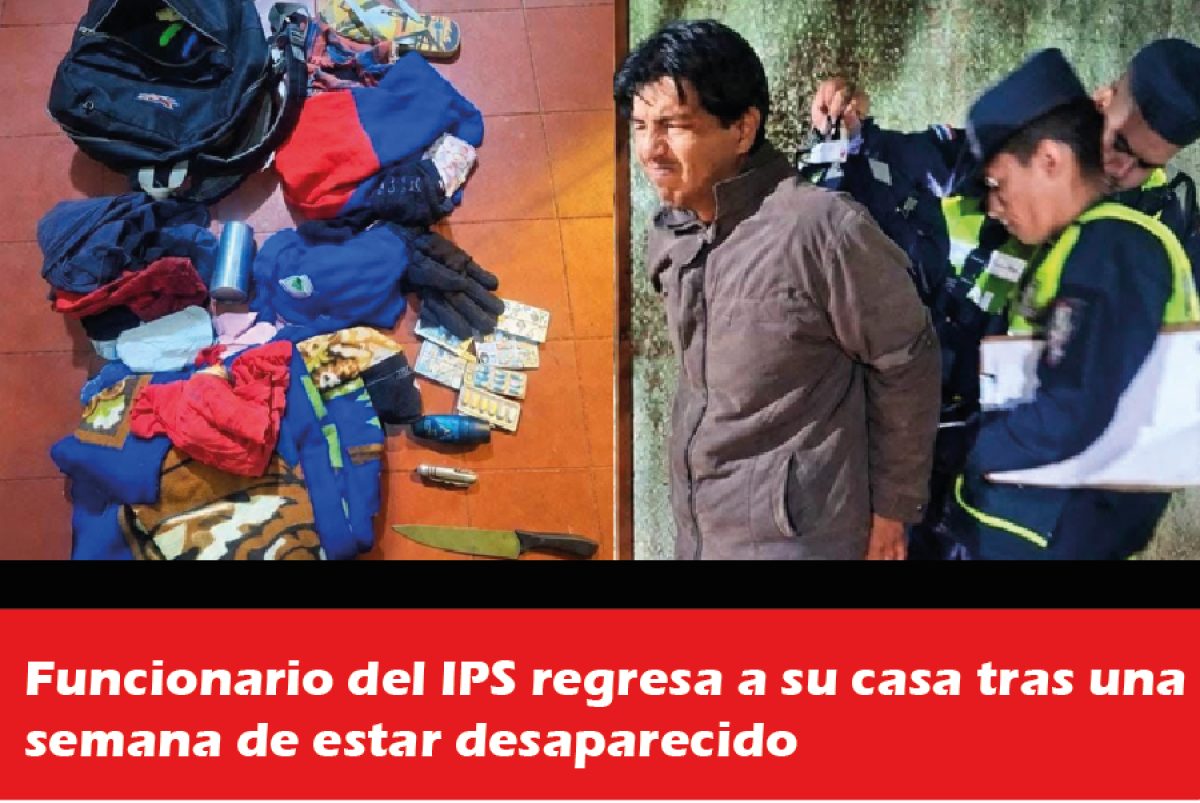 Encuentran a funcionario del IPS desaparecido y hallan medicamentos controlados y un arma blanca