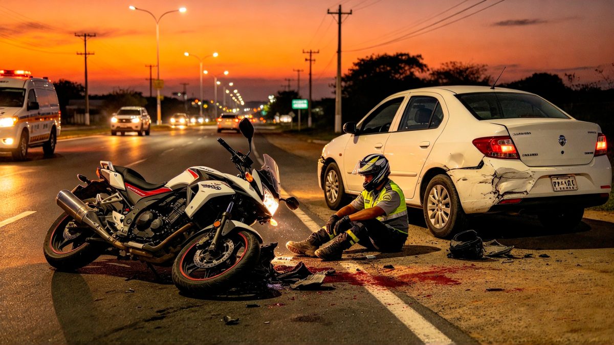 Motociclista resulta herido tras chocar contra un automóvil estacionado sobre la ruta PY-05
