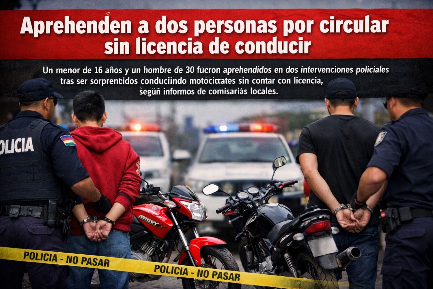 Policía aprehende a un menor y a un adulto por manejar sin licencia